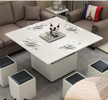 Load image into Gallery viewer, Folding elevating table and table. Scale multi-functional storage tea table with stools