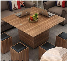 Load image into Gallery viewer, Folding elevating table and table. Scale multi-functional storage tea table with stools