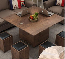 Load image into Gallery viewer, Folding elevating table and table. Scale multi-functional storage tea table with stools