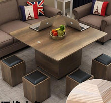Load image into Gallery viewer, Folding elevating table and table. Scale multi-functional storage tea table with stools