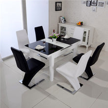Load image into Gallery viewer, 2 PCS Z Shape Dining Chair Faux Leather Metal Legs Loft Lounge Stool Modern Design Padded Seat Chair Dining Chair Home Furniture