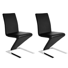 Load image into Gallery viewer, 2 PCS Z Shape Dining Chair Faux Leather Metal Legs Loft Lounge Stool Modern Design Padded Seat Chair Dining Chair Home Furniture