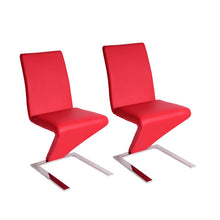 Load image into Gallery viewer, 2 PCS Z Shape Dining Chair Faux Leather Metal Legs Loft Lounge Stool Modern Design Padded Seat Chair Dining Chair Home Furniture