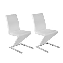 Load image into Gallery viewer, 2 PCS Z Shape Dining Chair Faux Leather Metal Legs Loft Lounge Stool Modern Design Padded Seat Chair Dining Chair Home Furniture